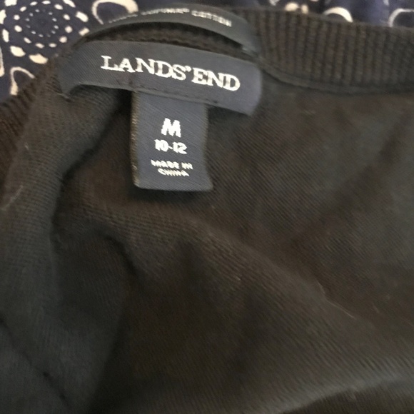 Land's End Black Supima Cotton Snowflake T Shirt - Picture 6 of 6